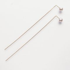 K18YG AKOYA pearl & long chain pierced earrings