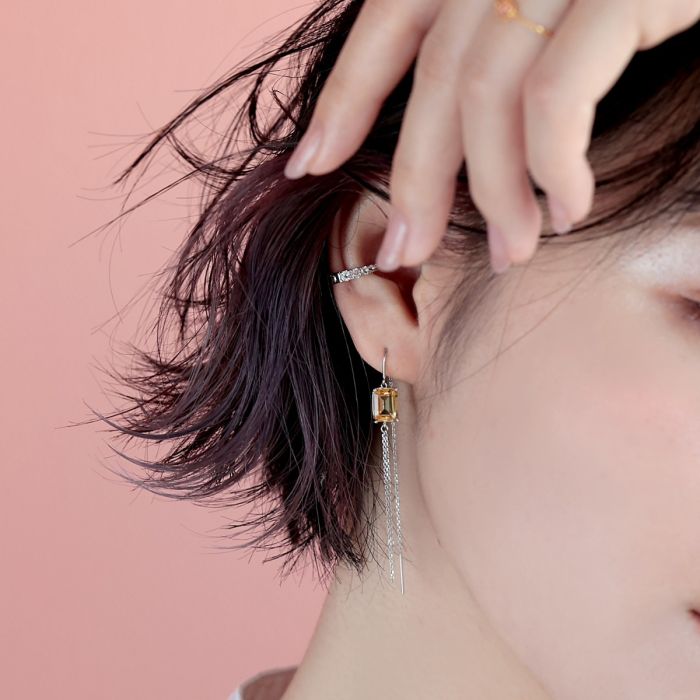 citrine cullet swing pierced earrings | tenampersand