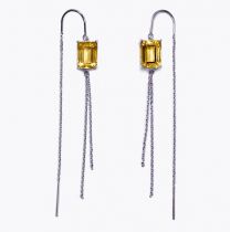 citrine cullet swing pierced earrings
