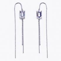 white quartz cullet swing pierced earrings